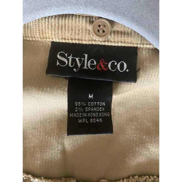 EUC Style & Co Sz M Tan Rmvble Faux Fur Collar Corduroy Button LS Jacket - Picture 5 of 9